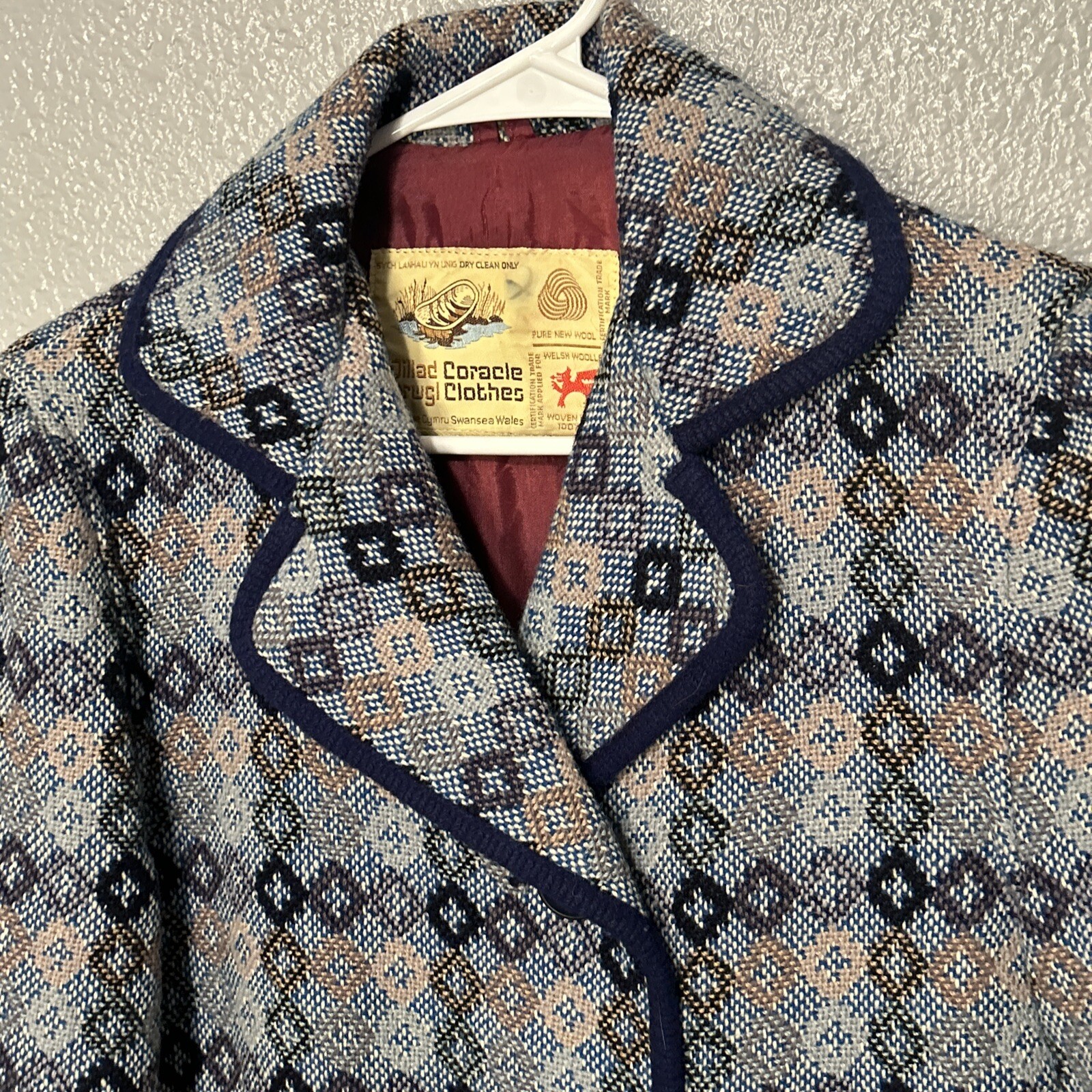 VTG 60’S CORACLE CLOTHES DILLAD CORWGL WELSH WOOLENS WALES MOD COAT FITS S-M