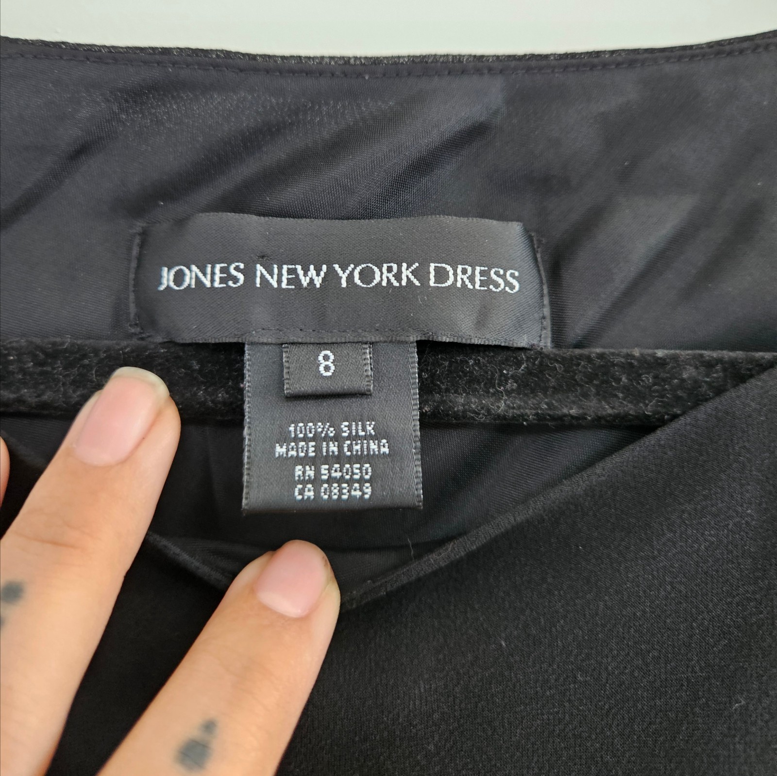 Vintage 90s Jones New York 100% Silk Bias Cut Black Dress, Wedding Guest Size 8