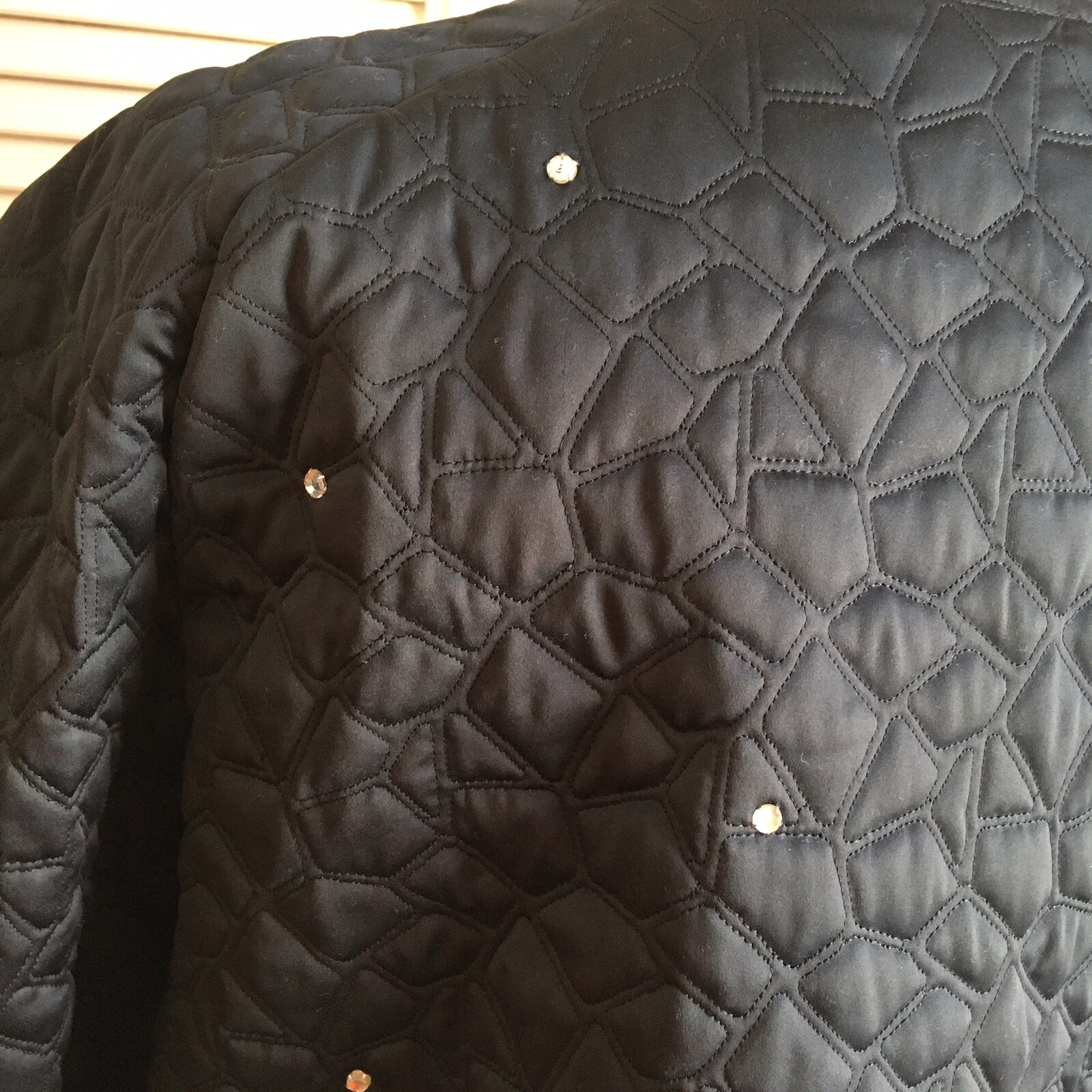 Sonia Rykiel Vintage 1980s Quilted Rhinestone Wrap Kimono Style Jacket Black M L