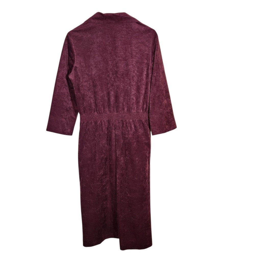 Vintage 70s Purple Velvet Midi Button Dress Collar Boho Cottage Mod Granny 12