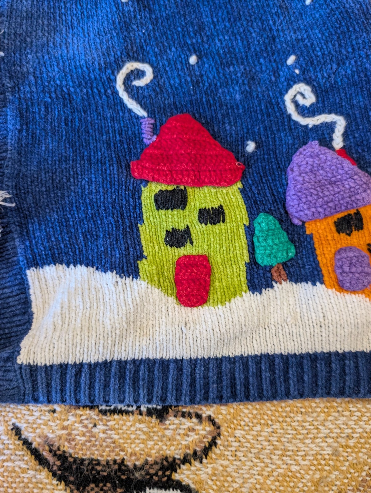 Vintage Bellepointe Blue Presents Ugly Santa Village Cardigan Medium
