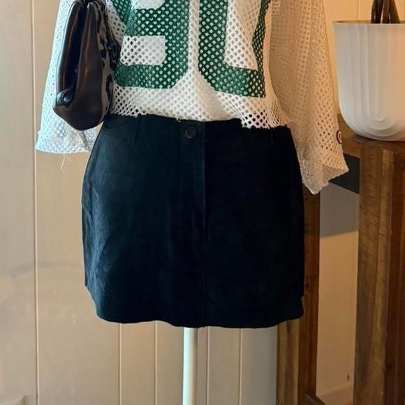 Vintage Sin by Morgan Cooper Black Suede Genuine Leather Mini Skirt Size 5/6