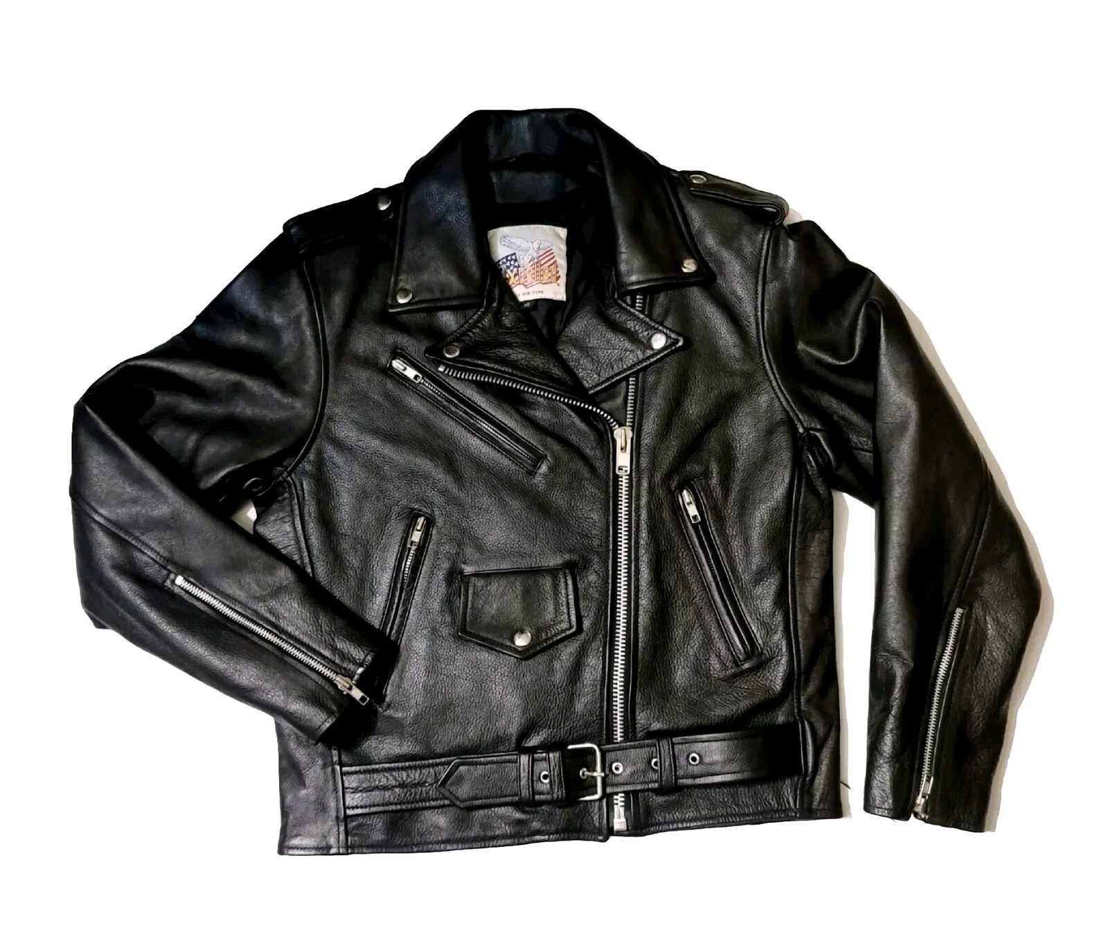 EXCELLED New York Vintage Women’s Sz 6 Leather Biker Moto Jacket 20849 YKK Black