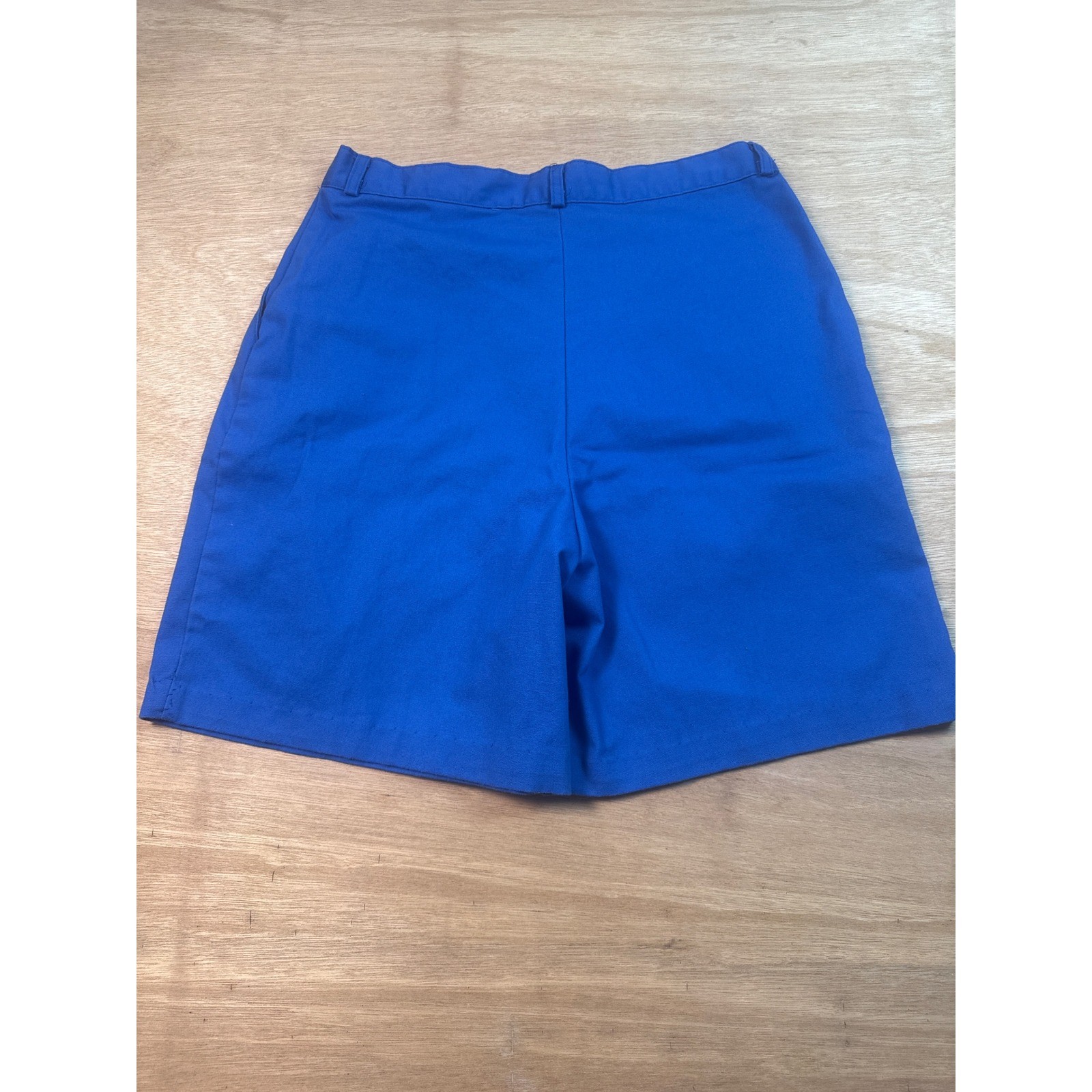Vintage Pleated Shorts Women Size 14 Blue High Waisted Cotton Blend Retro