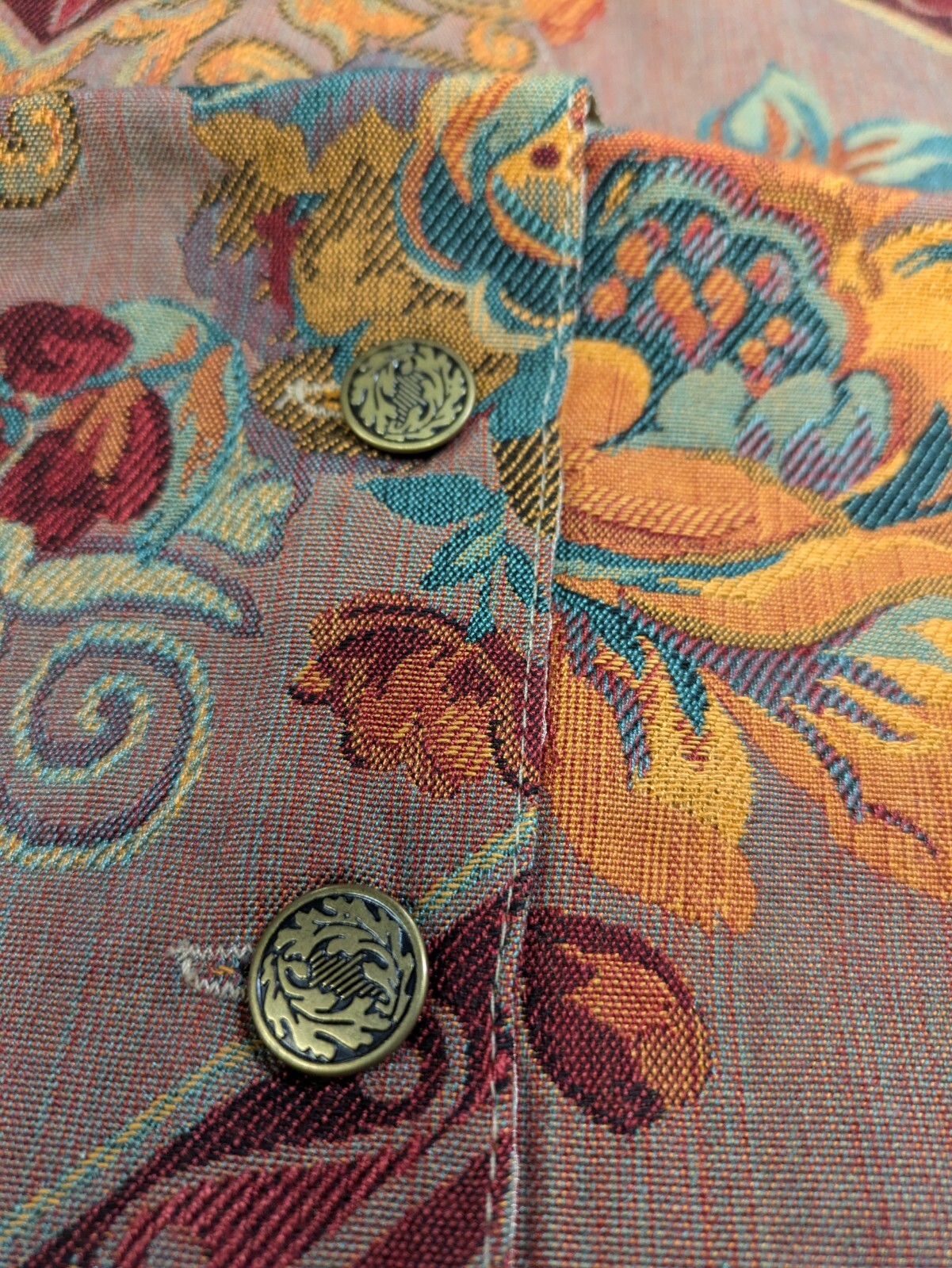 Vintage Nadia Embroidered FLOWERS Tapestry Women’s MED Grandmacore Vest NEW v2