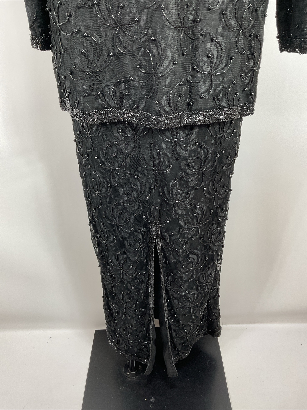 Vintage 90s Carina Dress Suit Sz M Beaded Sequin Sleeveless Evening Gown Set MOB