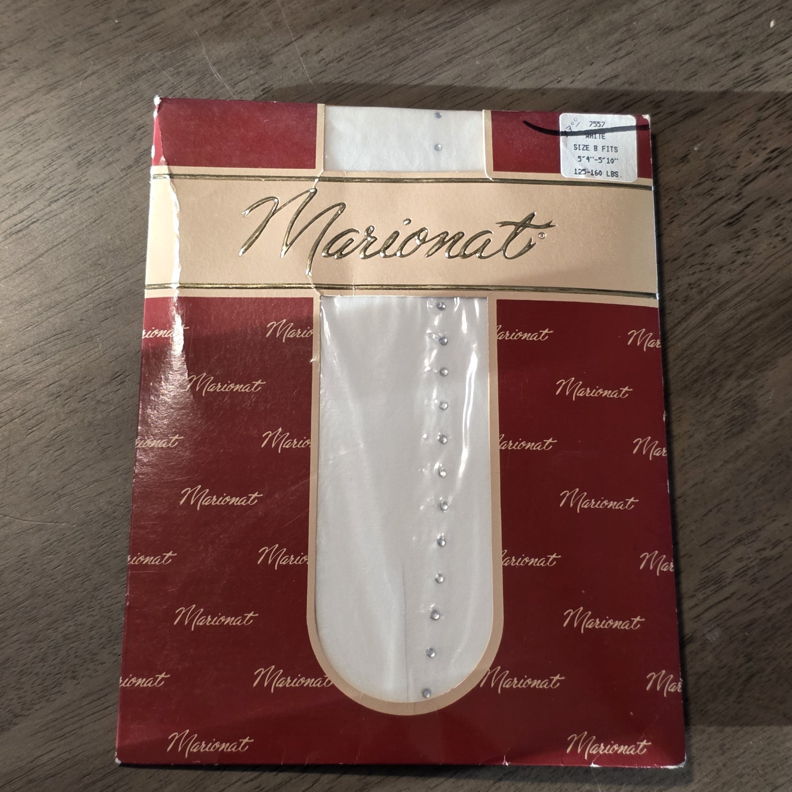 Vintage Pantyhose Marionat 1985 White Rhinestones Size B New Sealedl 7557