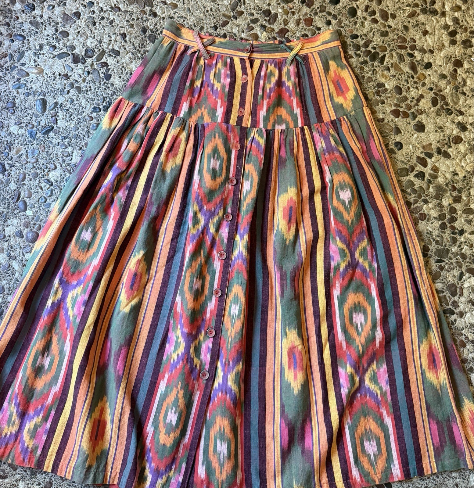 Vintage Ascente Sport Medium Aztec Indian Southwest Midi Boho Skirt USA Made