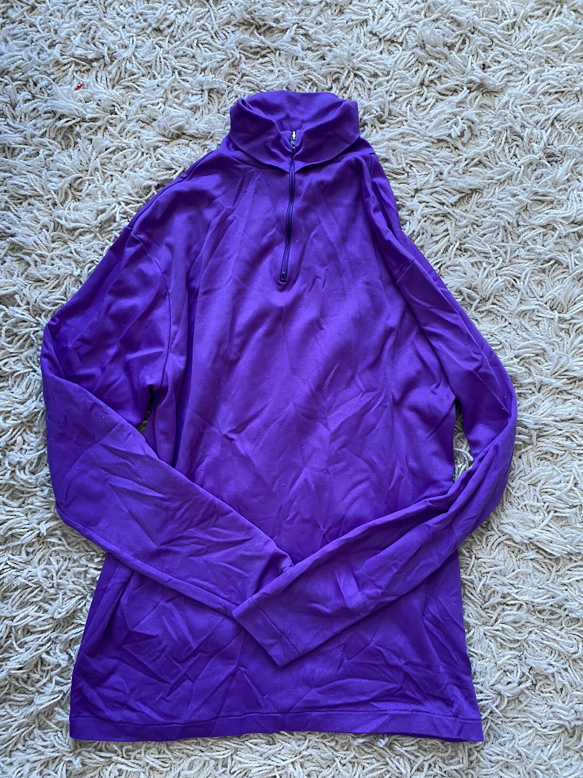 Vintage Blouse Shirt Top Womens Purple Mock Neck Turtleneck Small