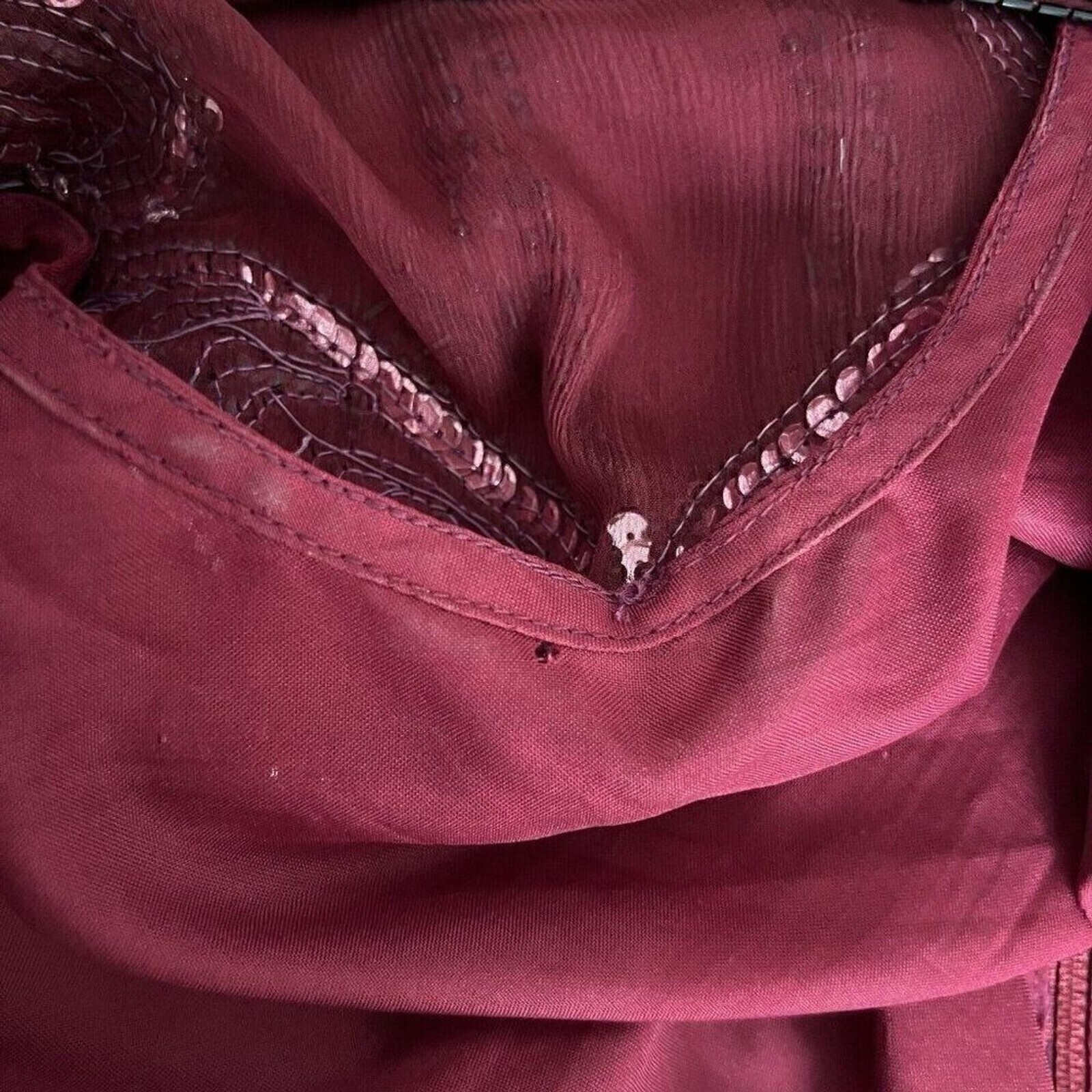 Vintage 90s Jennifer by KVM Party Dress Size M Cranberry Sequin Embroidered Silk