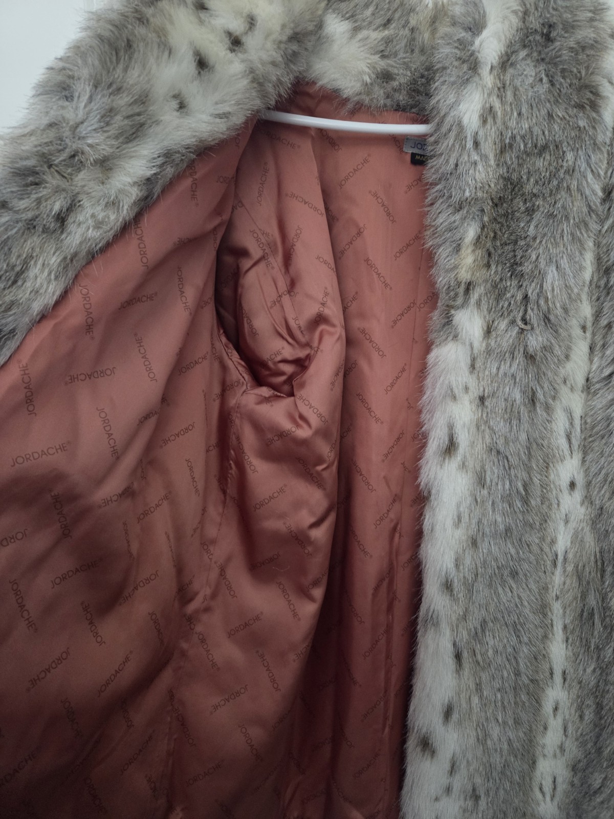 Vintage 80s JORDACHE Snow Leopard Faux Fur Jacket Coat Size M L