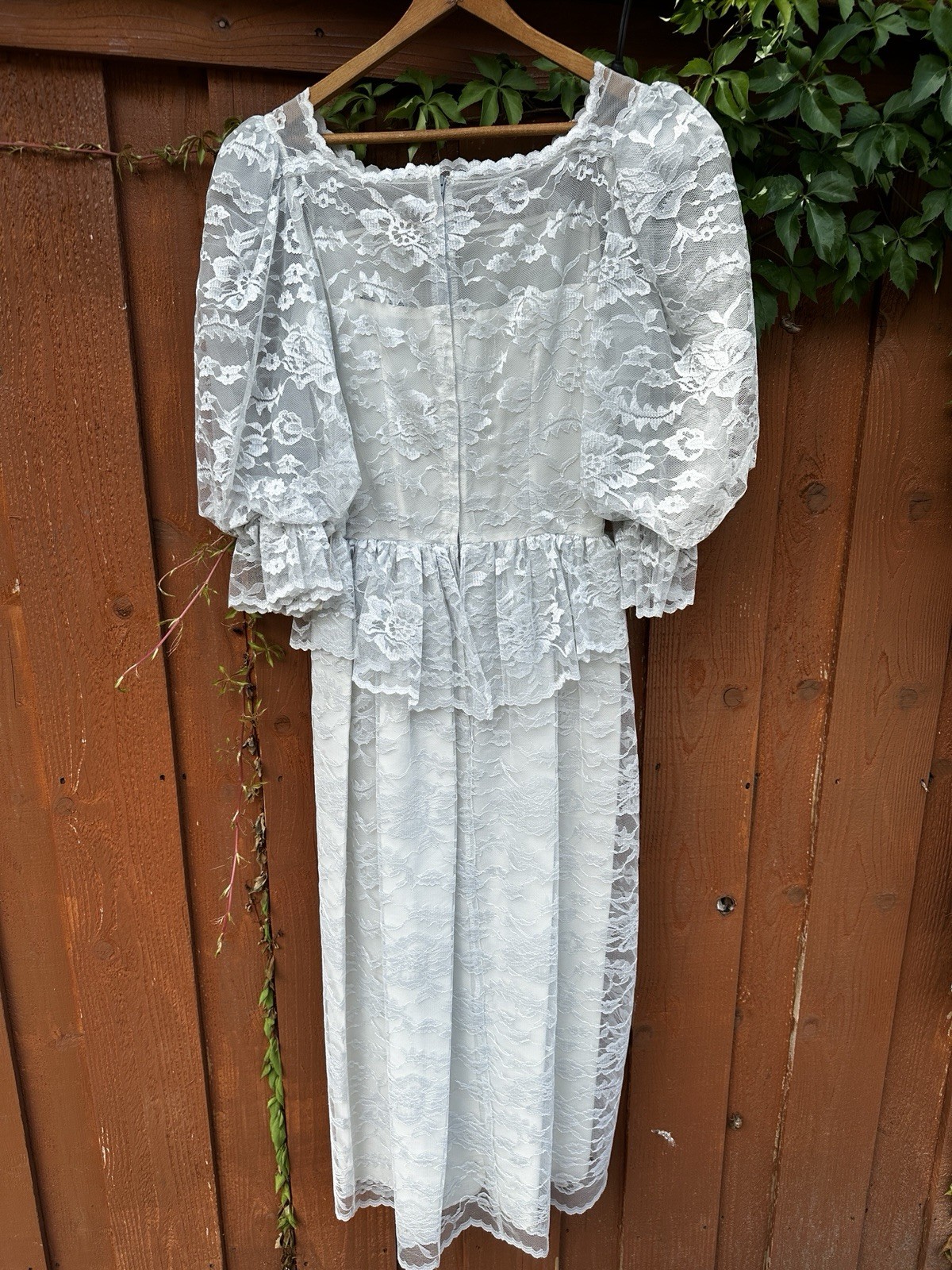 Vintage Cachet By Bari Protas Gray Lace Maxi Dress Size 5/6