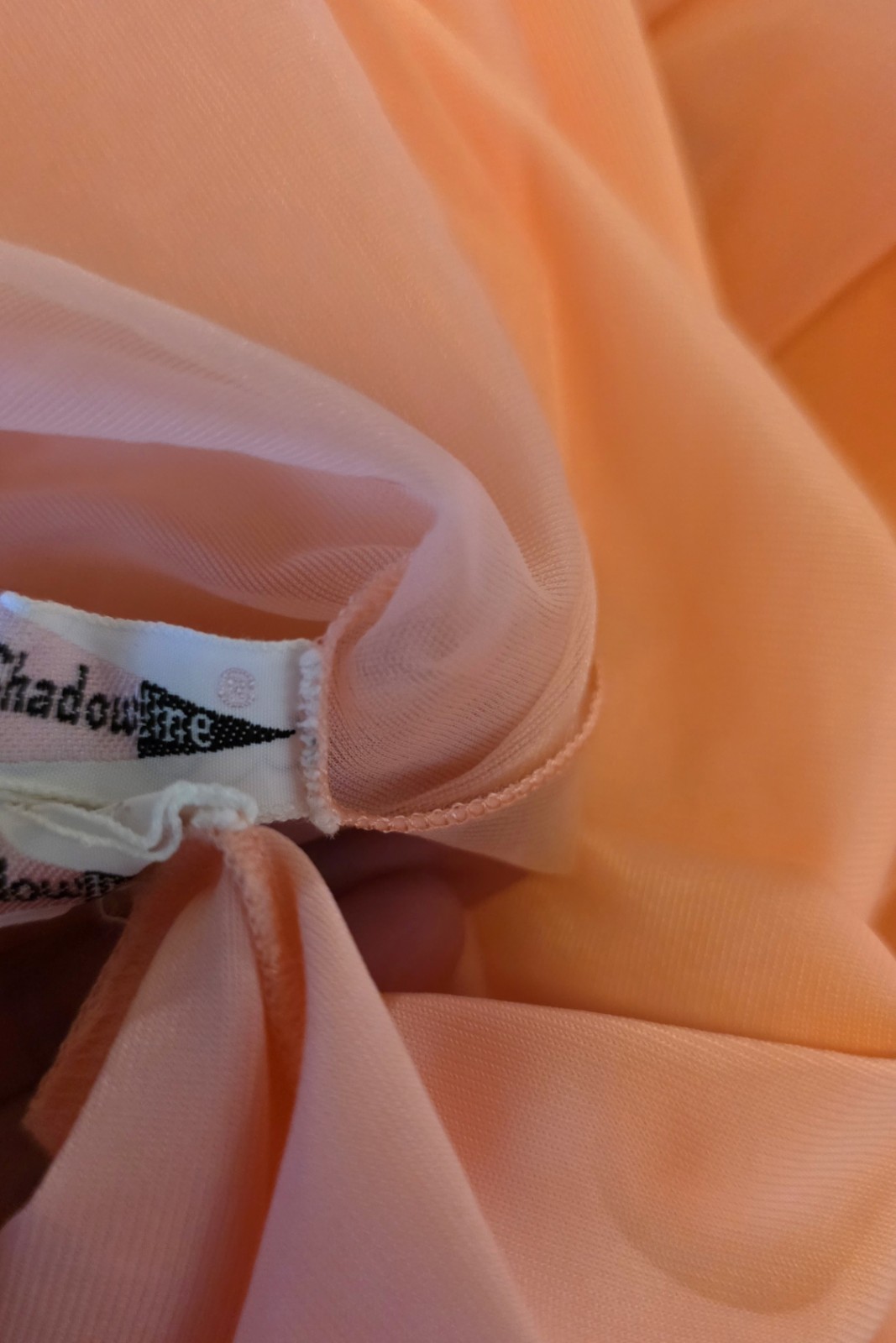 Vtg CHIFFON Babydoll Peignoir SET Sheer NYLON CORAL Pink Embroidered Lace Rose