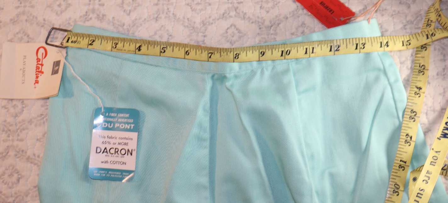 VTG 60s DuPont CATALINA Aqua DACRON & COTTON PEDAL PUSHER Pants Slacks NWT Sz S