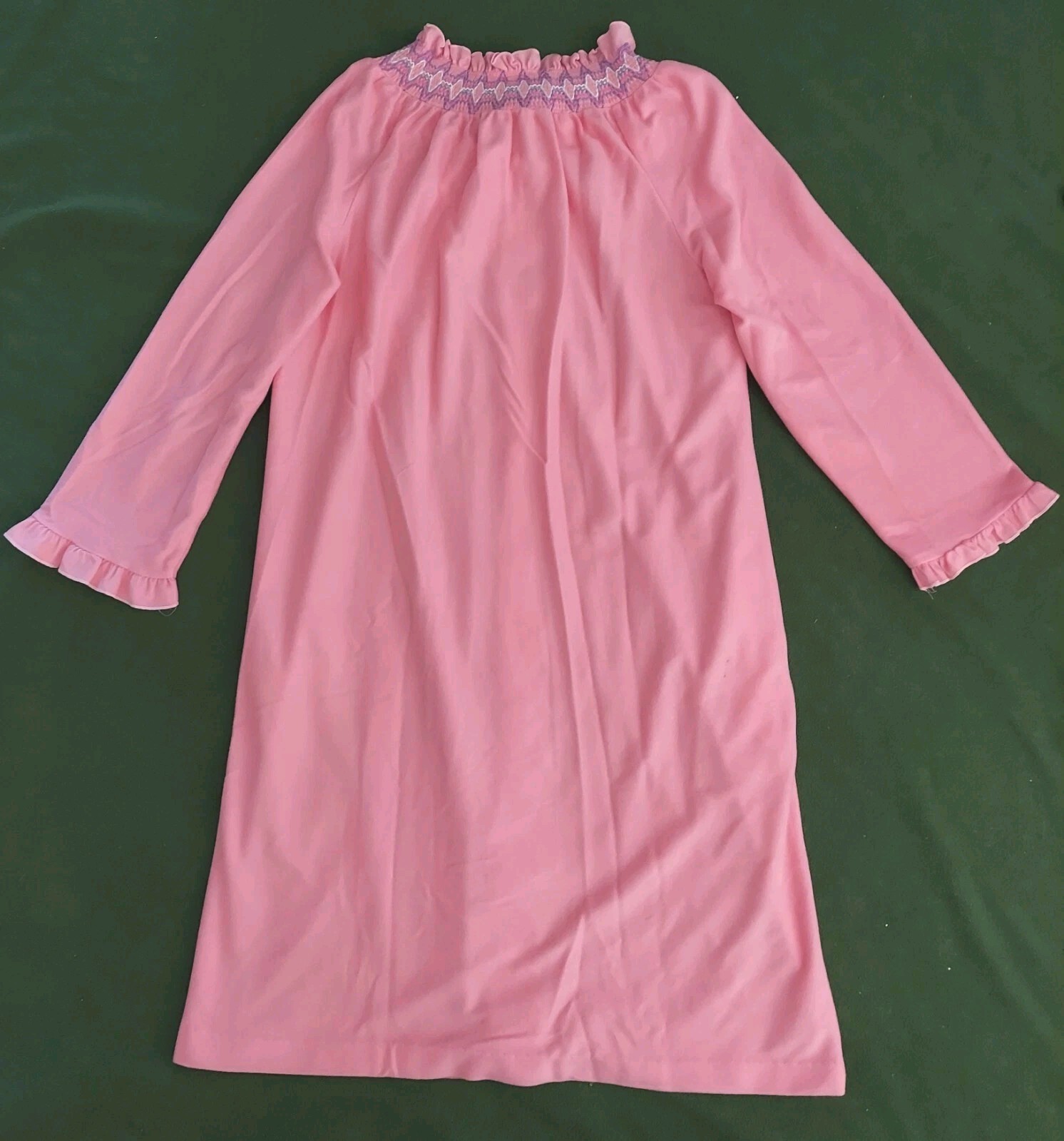 Vintage Pink Dan Ellen Robe w/ Pearl Snaps LS Duster Housecoat Patio Dress MED
