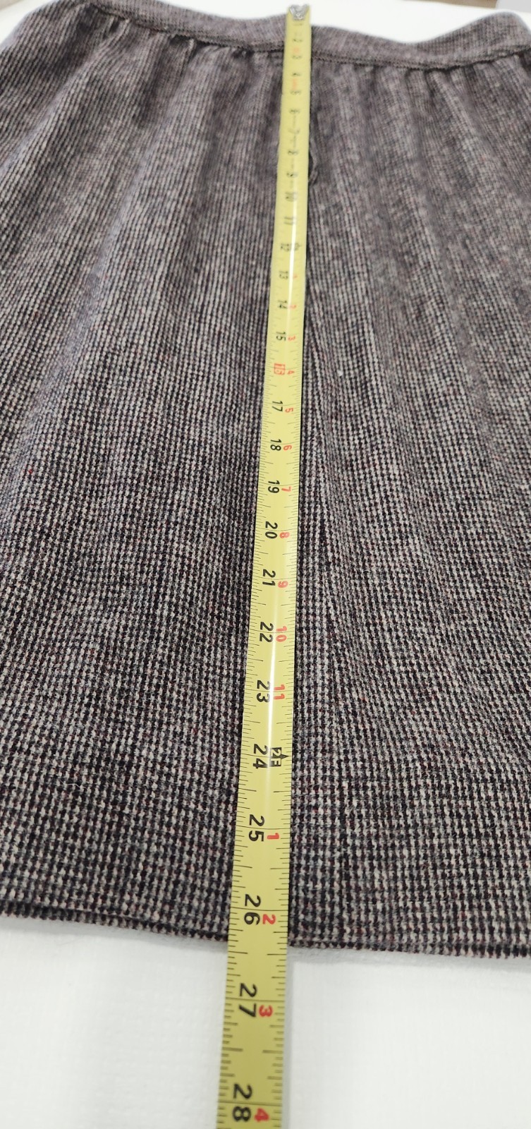 Vintage 70s Pura Lana Vergen Women Brown Skirt Tweed Midi 100% Pure New Wool