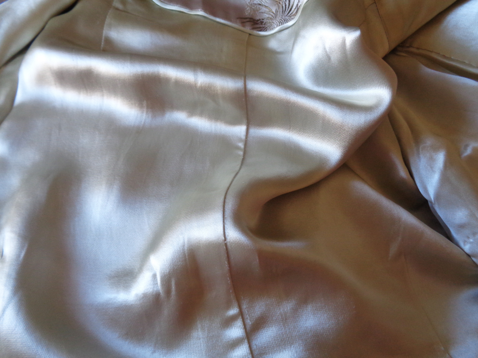 Vintage Tan Satin Brocade Dress and Matching Jacket B36