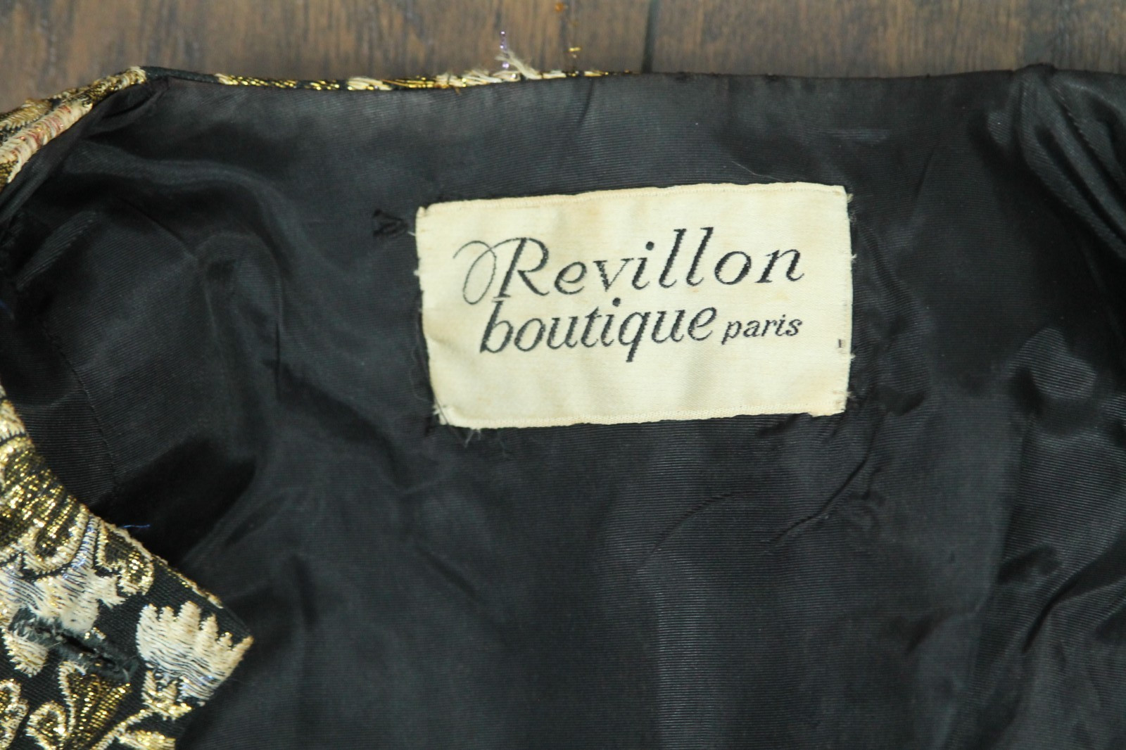 Vtg REVILLON BOUTIQUE PARIS Gold Multi-Color Floral Tailored Jacket Blazer XS/S