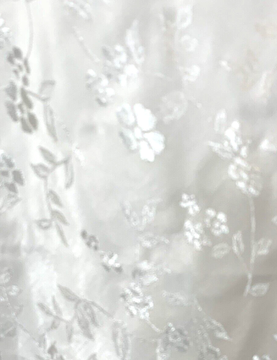 VTG Intimate Style Silky Satiny Nightgown White Floral Lace Maxi Large Y2K 90s