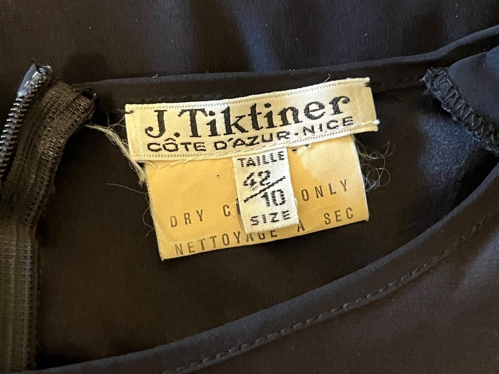 VINTAGE J. TIKTINER NICE FRANCE 100% SILK BLOUSE SHIRT TOP WOMEN’S SIZE 10 42