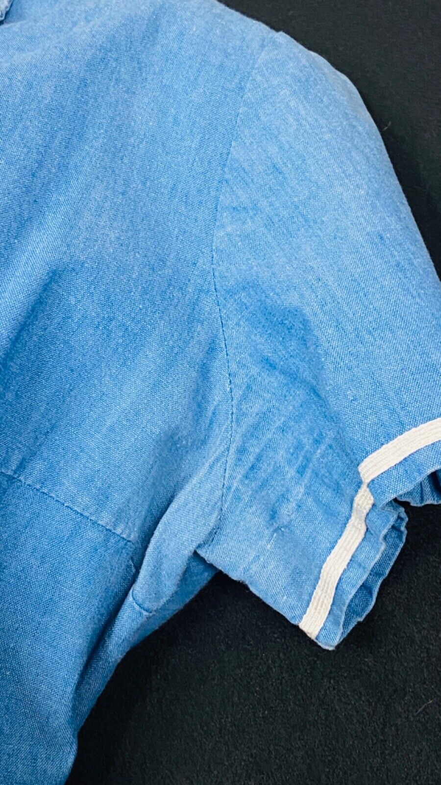 Vintage 1950s blue nautical dress, shirt cotton pin-up embroidered sailor M