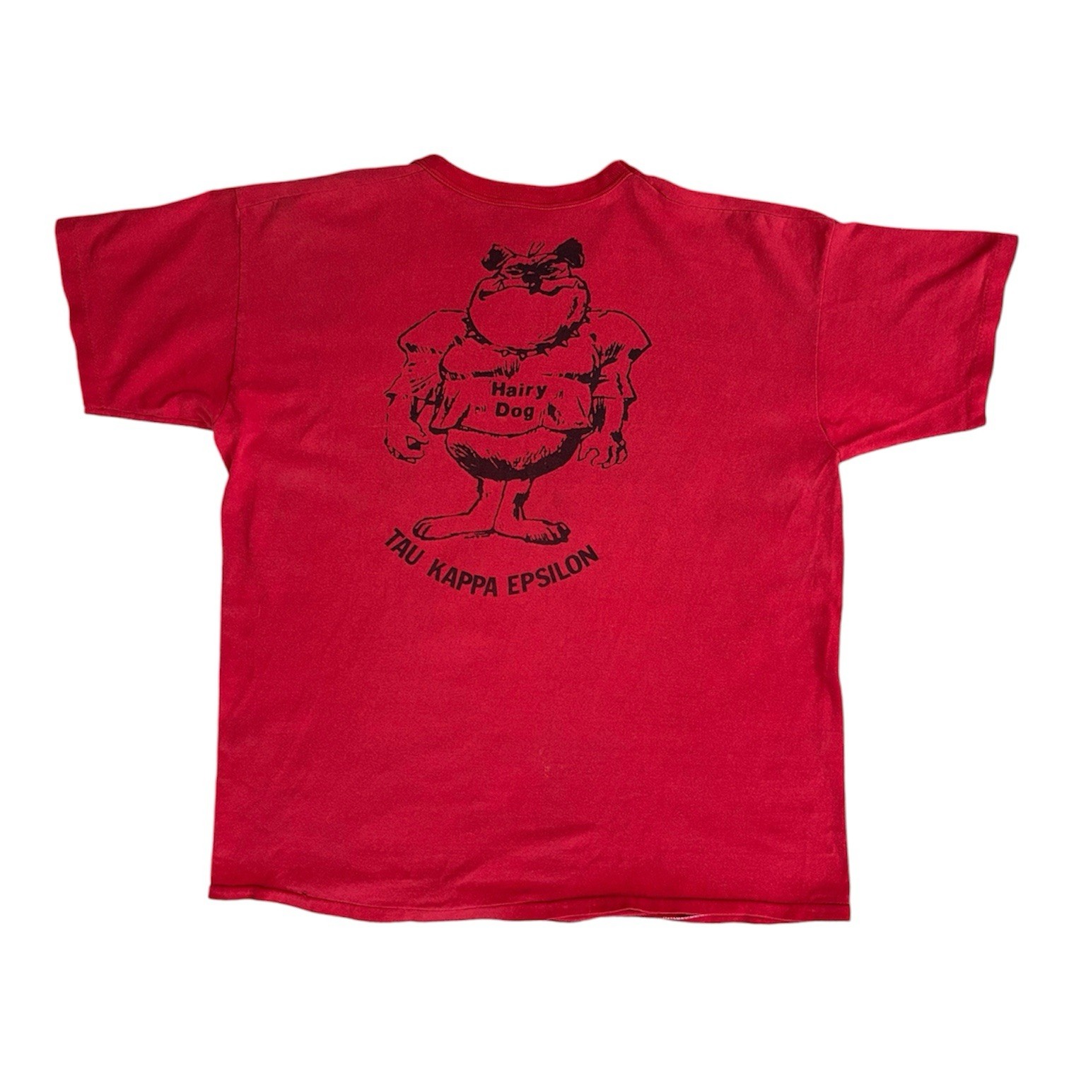 VTG 1981 Tau Kappa Epsilon ‘Hairy Dog’ Russell Athletic Red T Shirt Sz XL