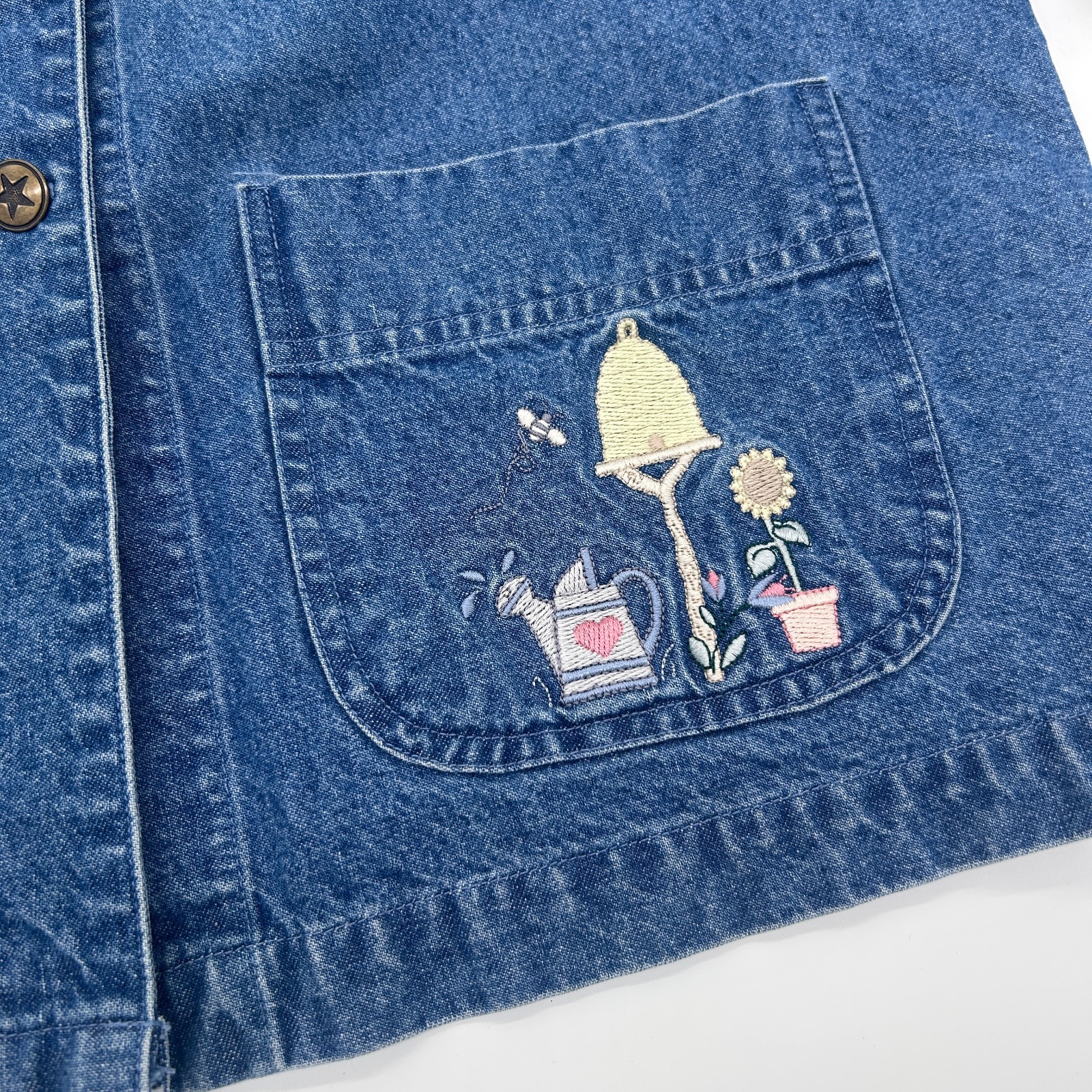 Vintage 90s Denim Chore Jacket Christopher Banks Grandma Core Cottage Medium