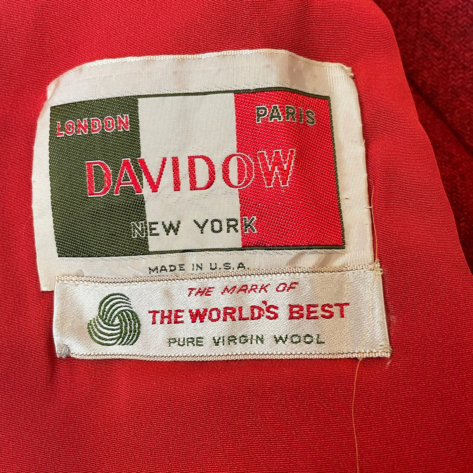 Vintage 60’s Davidow The Union Skirt Suit Red Virgin Wool Tweed Lined No Sz – XS