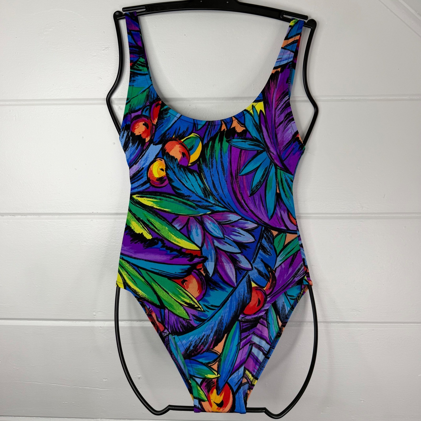 Rose Marie Reid Tropical Fruit Colorful One Piece Swimsuit Vintage Sz 10 Bright