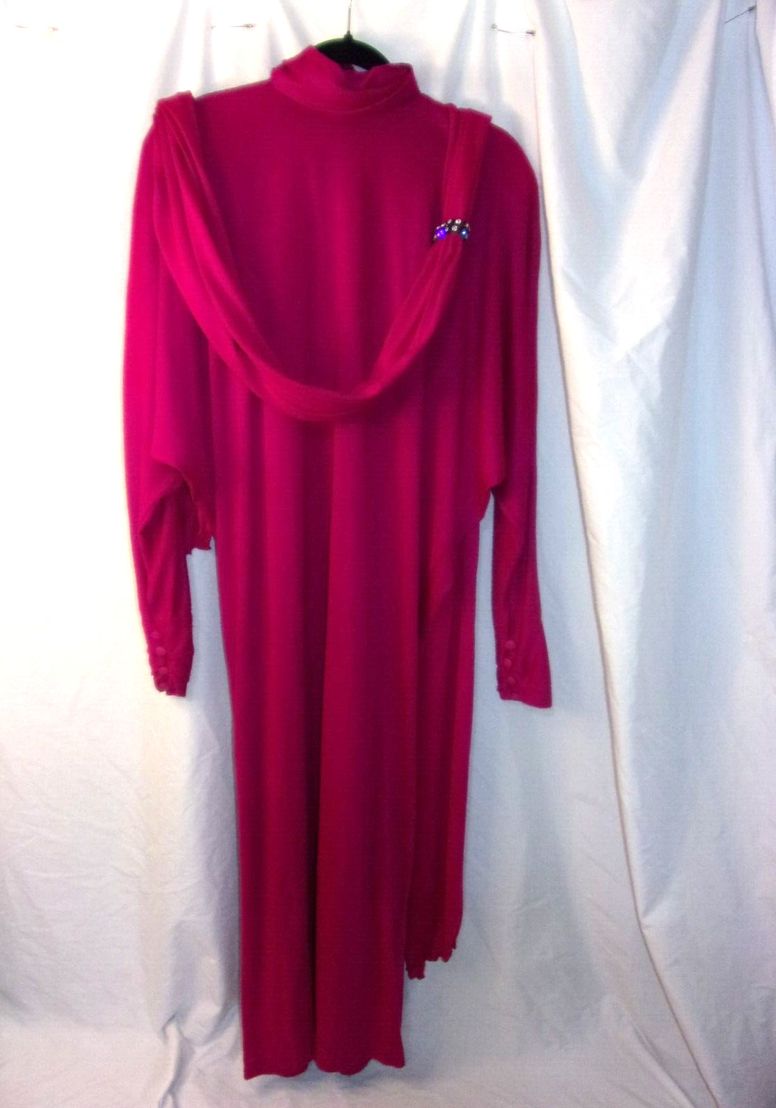 Vintage 1980s Marcy E. Co Fuchsia Bat Wing Sweater / Sheath Dress (2) FABULOUS