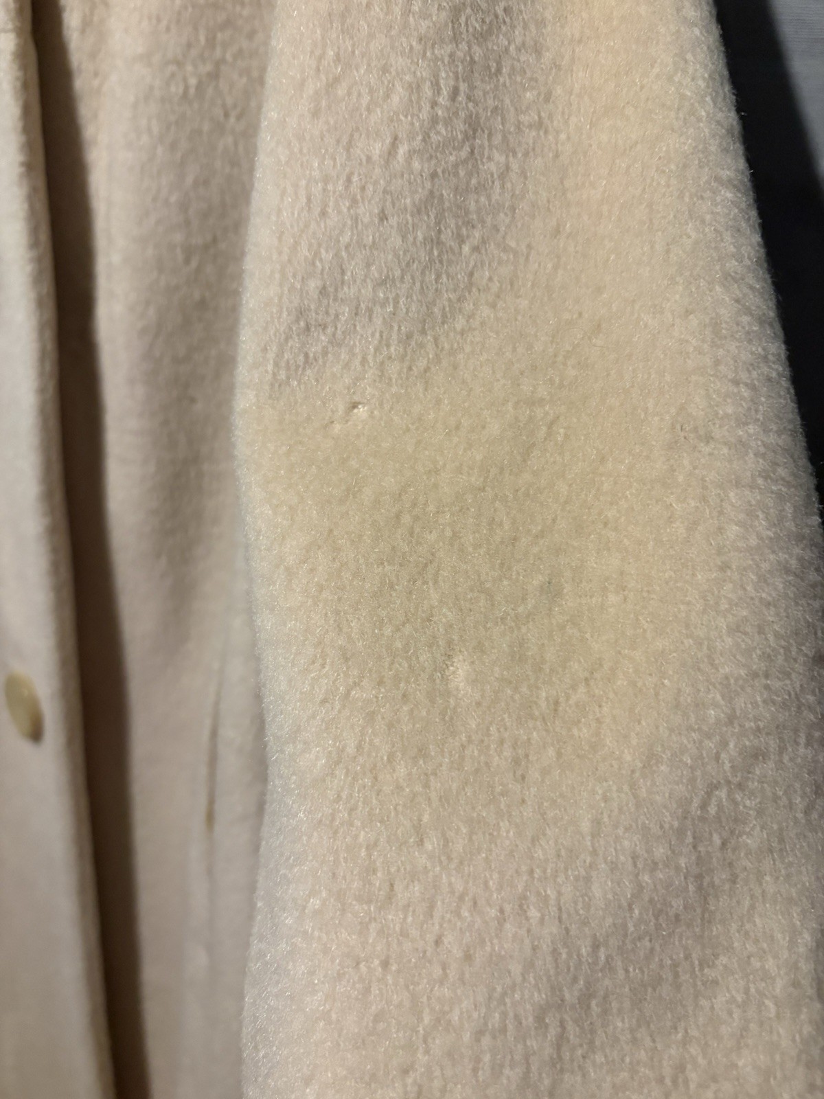 Vintage Forstmann Beige Wool Coat with Mink Fur Collar Small Some Damage!