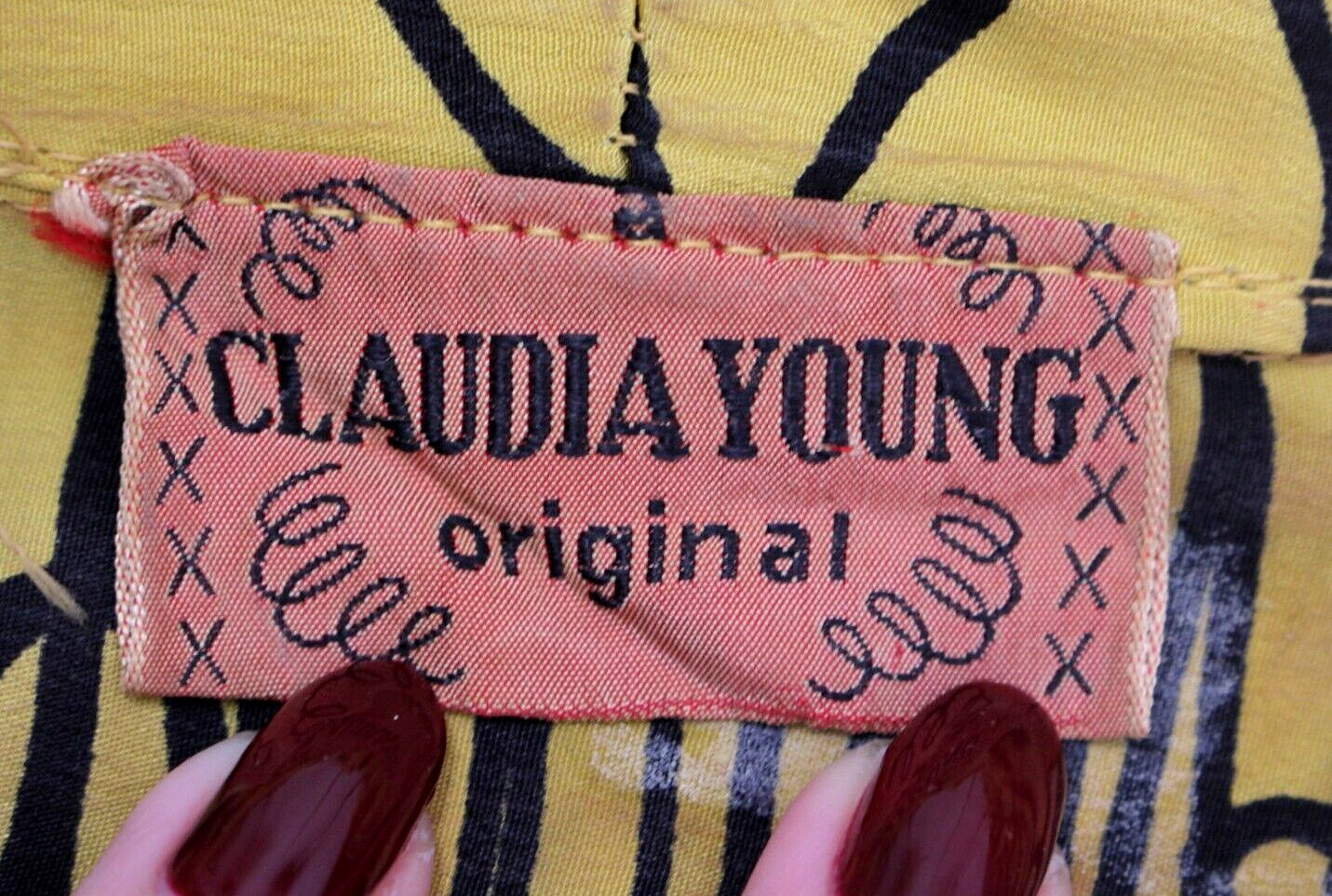VTG Women’s 40s Yellow & Black Silk Zip Up Silk Dress Sz XS 1940s Claudia Young