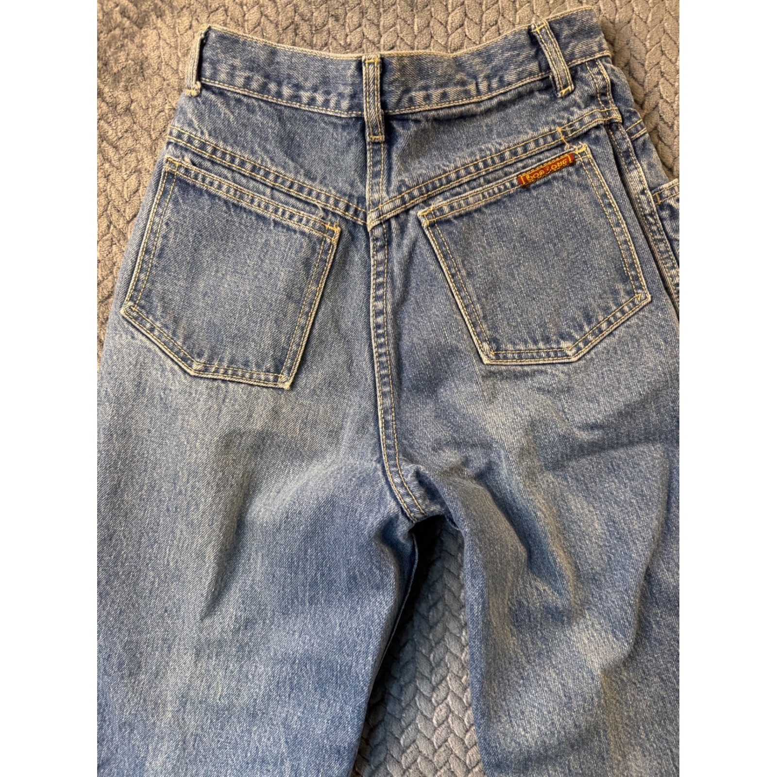 Vintage Bonjour High Waisted Tapered Jeans Blue Denim Western Yoke Split Hem 7