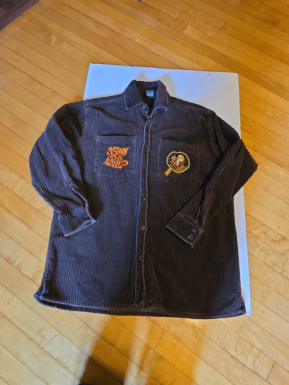 Vntg 1997 Warner Bros Studio Store Scooby Doo Brown Corduroy Shacket Sz Medium