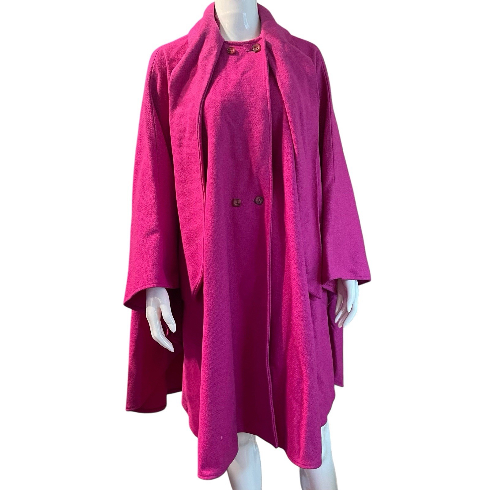 Vintage Country Pacer Wool Pea Coat Poncho Jacket Women’s Size XL 16/18 Pink