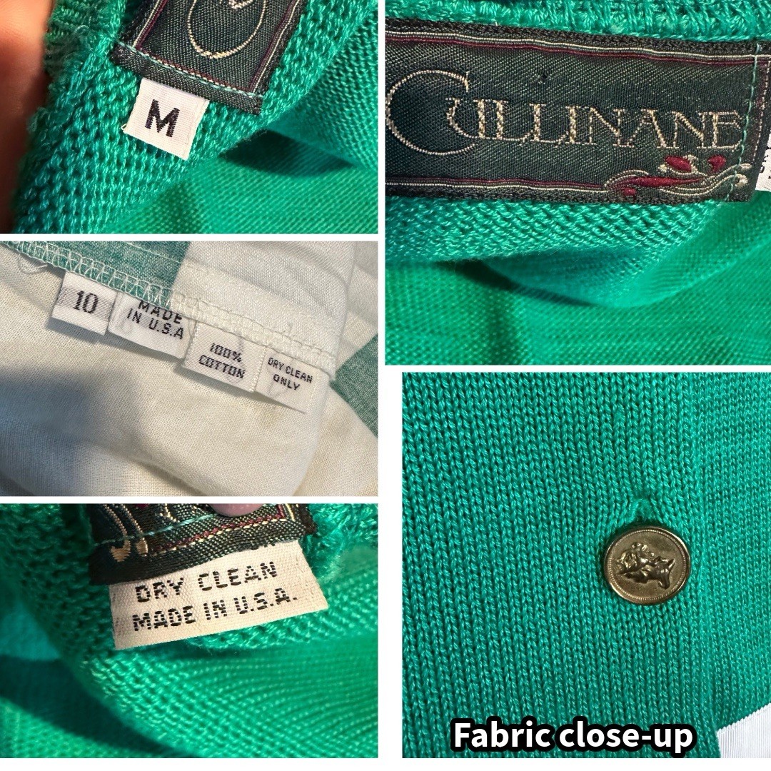 WOMEN’S VINTAGE CIRCA 1980’S CULLINANE GREEN SKIRT AND SWEATER SET SZ 10/M