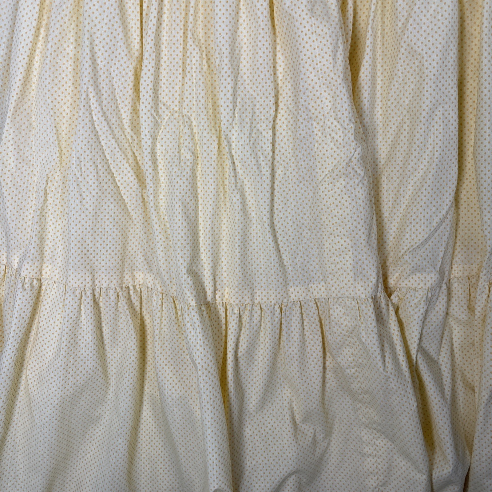 Vintage Yellow Polka Dot Prairie Maxi Dress Lace Trim Cottagecore Puff Sleeve