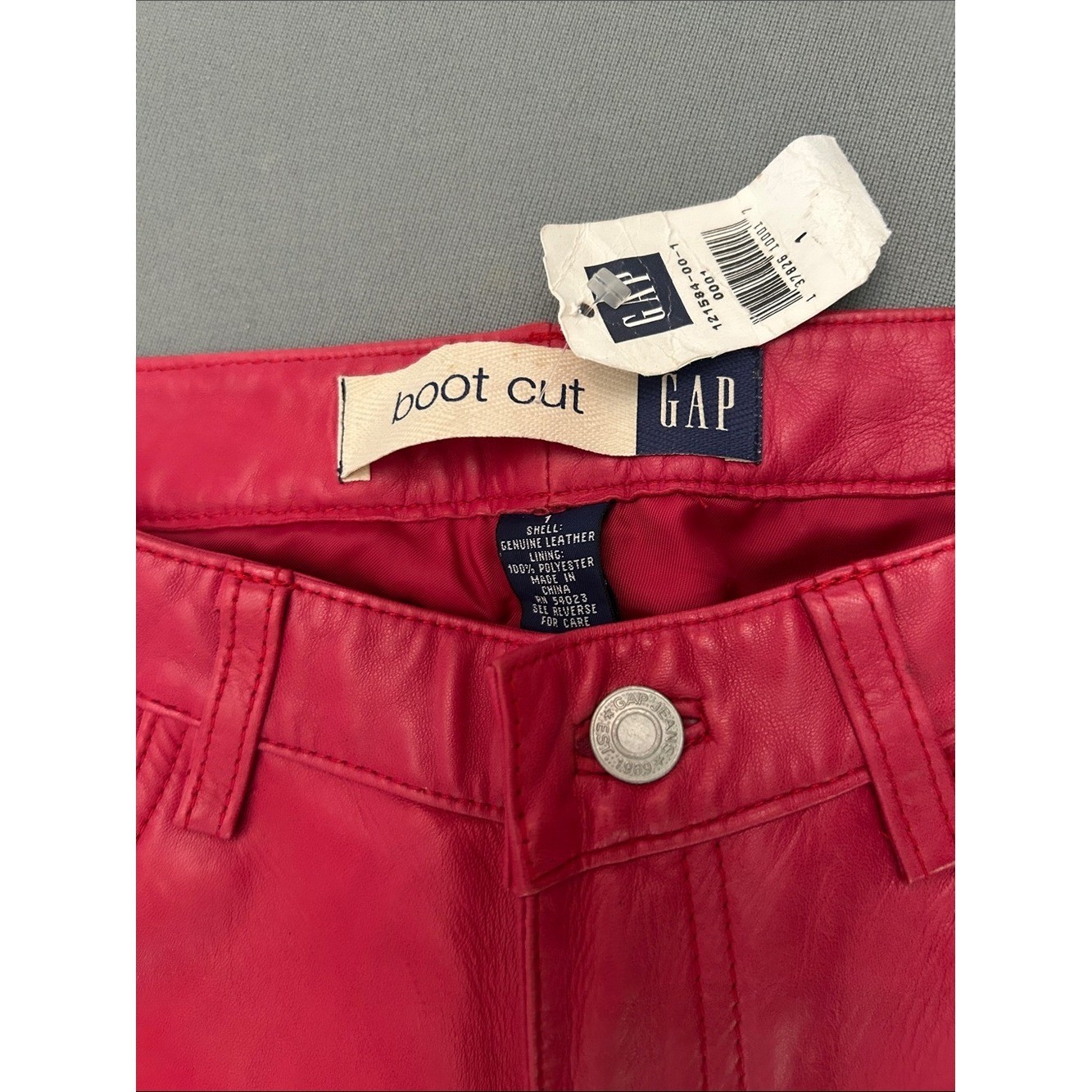 New w/defects GAP Vintage Circa 2000 Leather Bootcut Jeans – Bright Pink