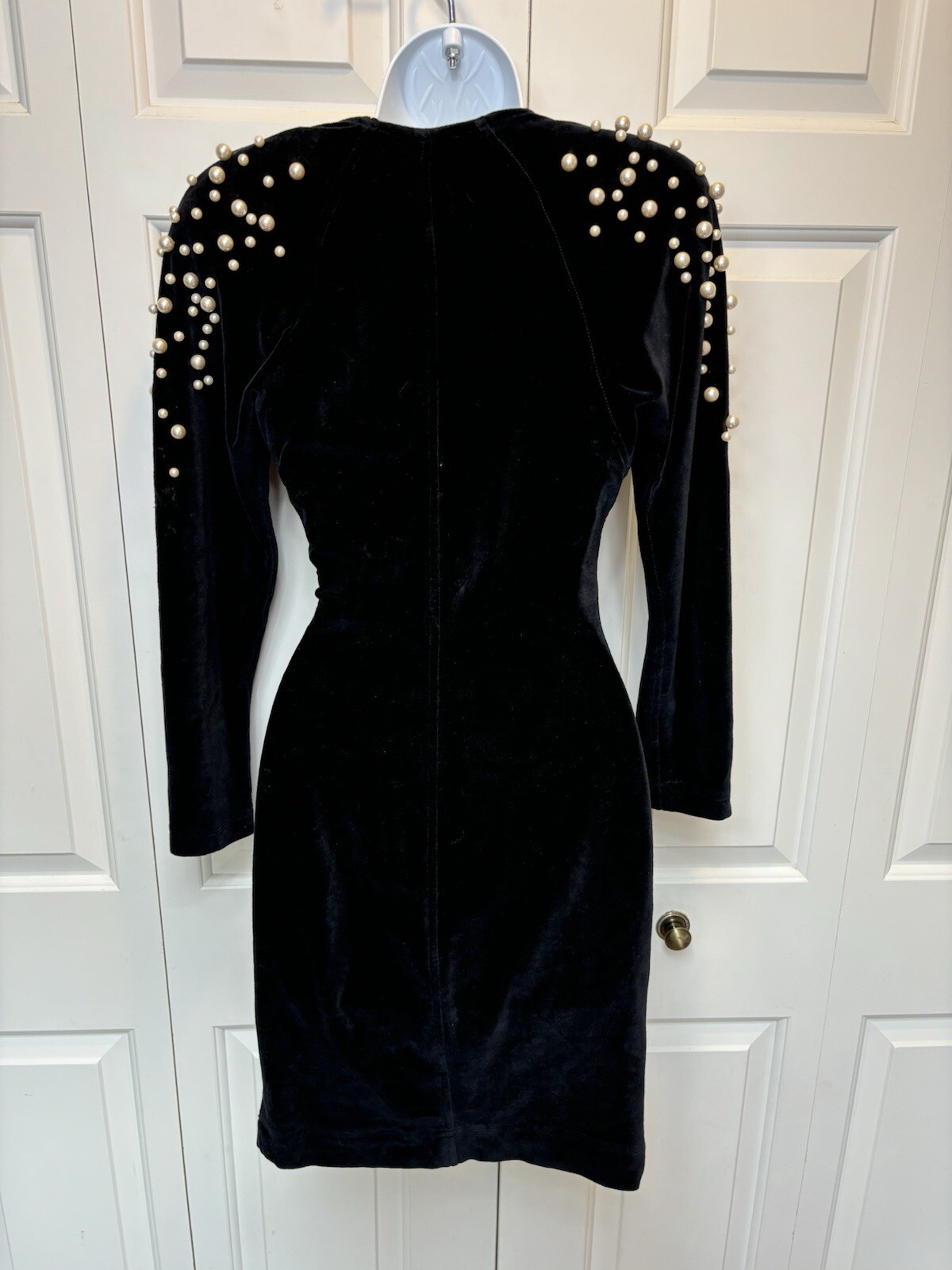 Tadashi Shoji Vintage Velvet Wrap Dress with Pearls