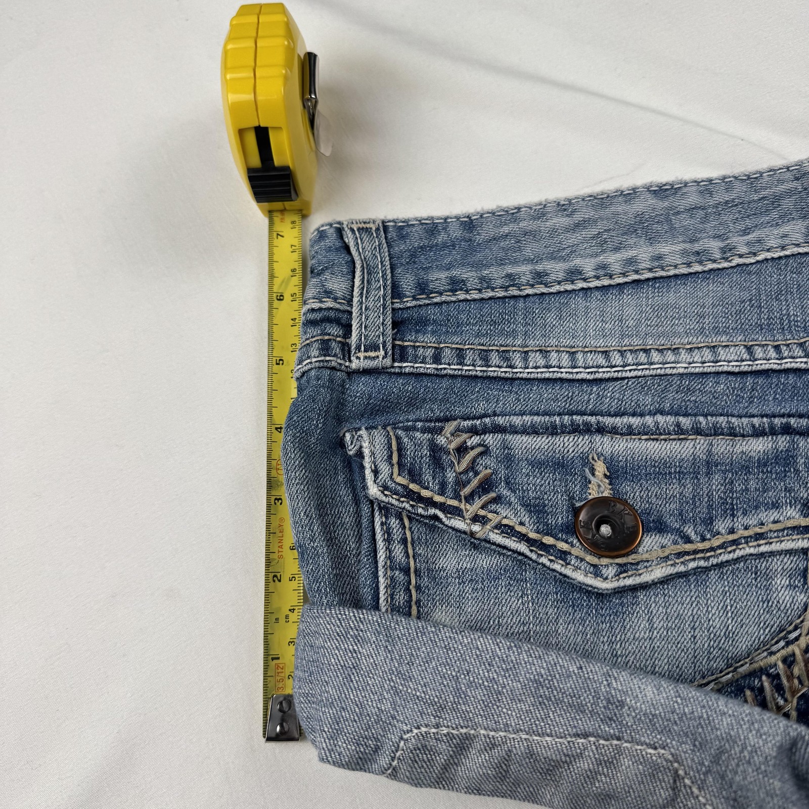 BKE Denim Shorts Womens 28 Blue Rolled Cuff Embroidered Flap Pockets Casual