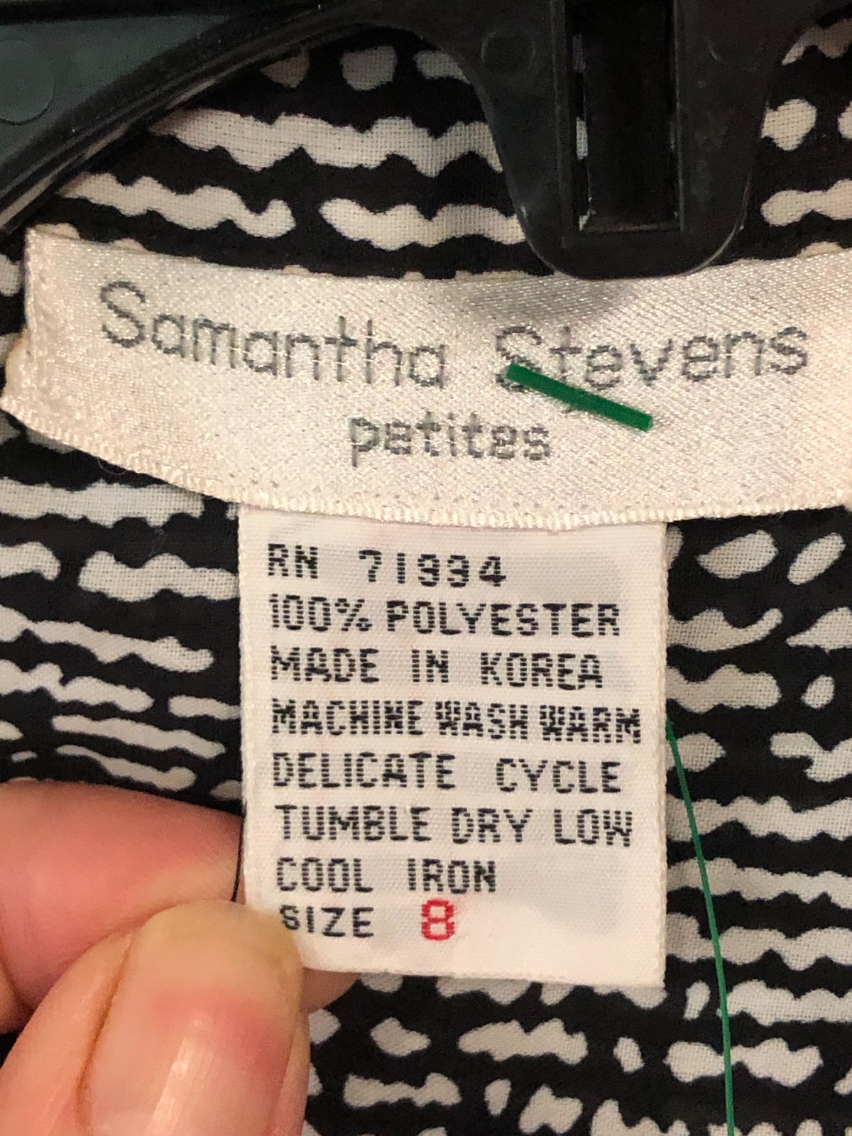 Vtg Samantha Stevens Size 8 Shirt Dress Black & White Abstract Wavy Stripes Belt