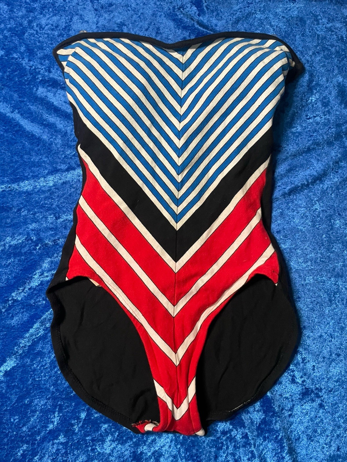 Vintage Rose Marie Reid Swimsuit Strapless Pinup Nautical Stripe Medium