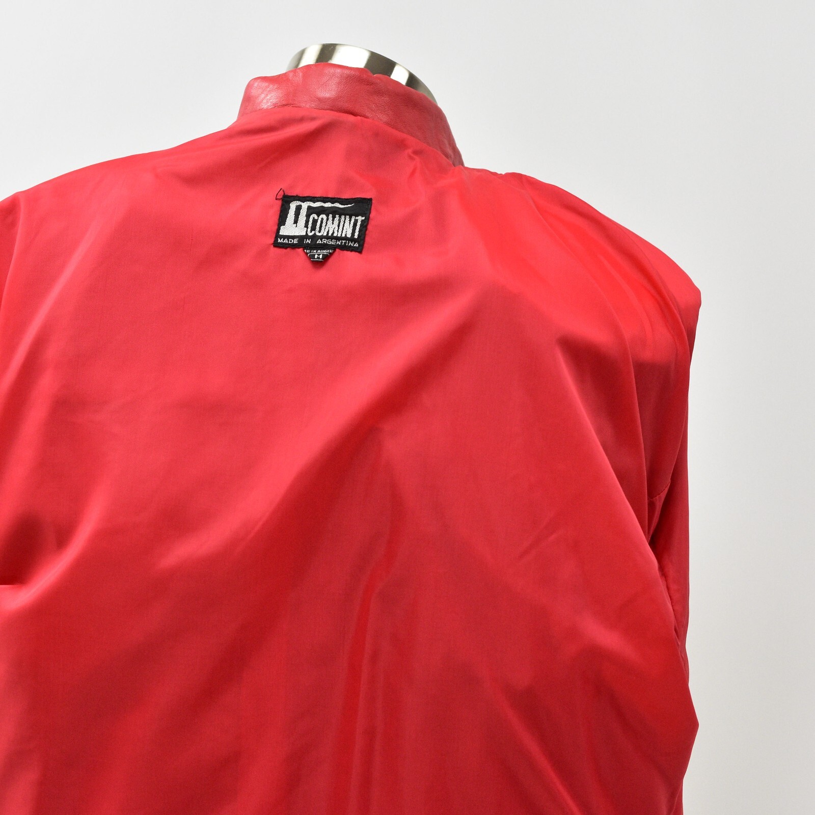 80s Vintage Red Leather Jacket Womens M Oversized Holiday Blazer Relaxed Fit