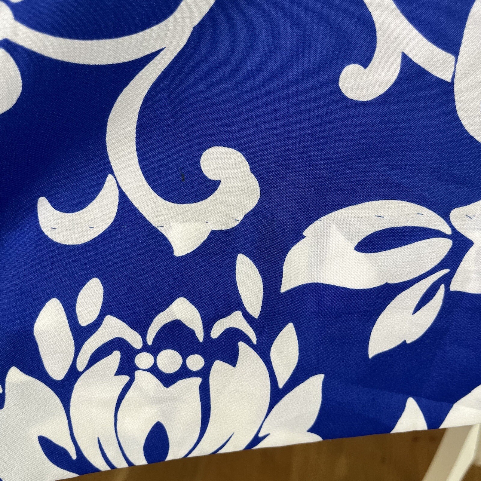 Vintage 60s Andrade Womens Hawaiian Midi Dress Classic Florals Blue White