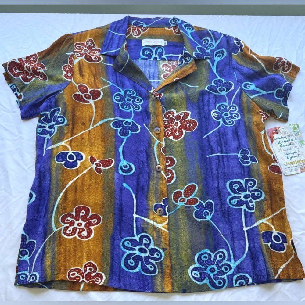 Jams World Hawaiian Shirt Women’s Large „Charms” Tropical Resortwear Festival