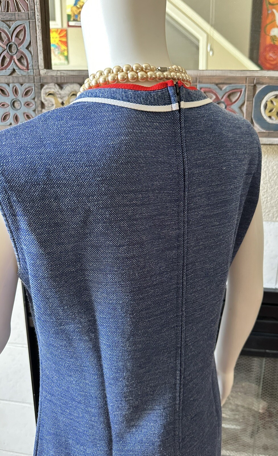 VTG 1960s Bleeker Street Drop Waist Blue Dress & Jacket XL Blue Red White