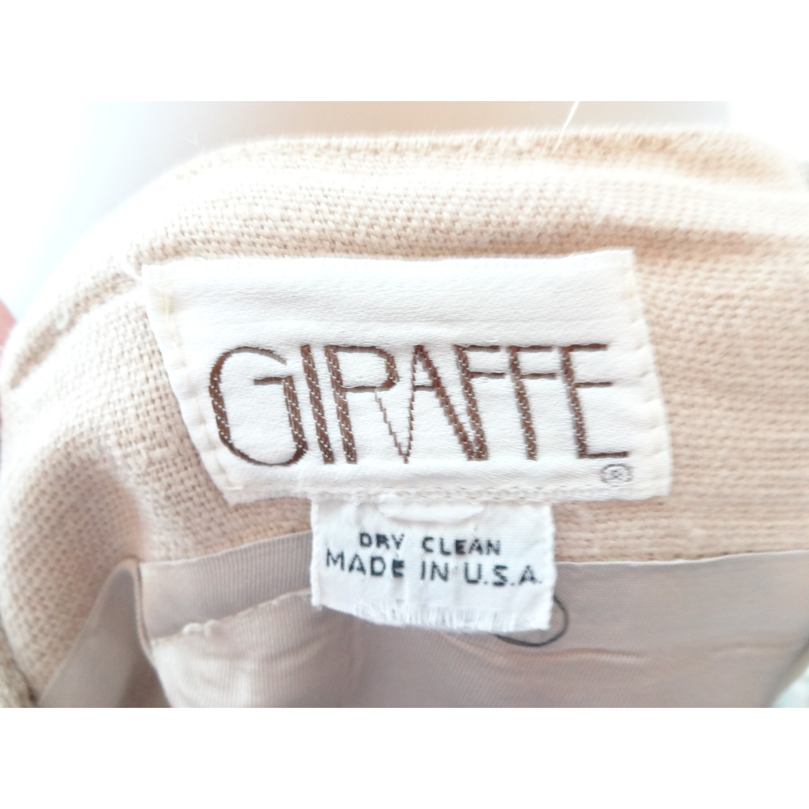 VTG Giraffe Skirt Suit Set Women 10 Beige Linen Blend 90s Professional Career