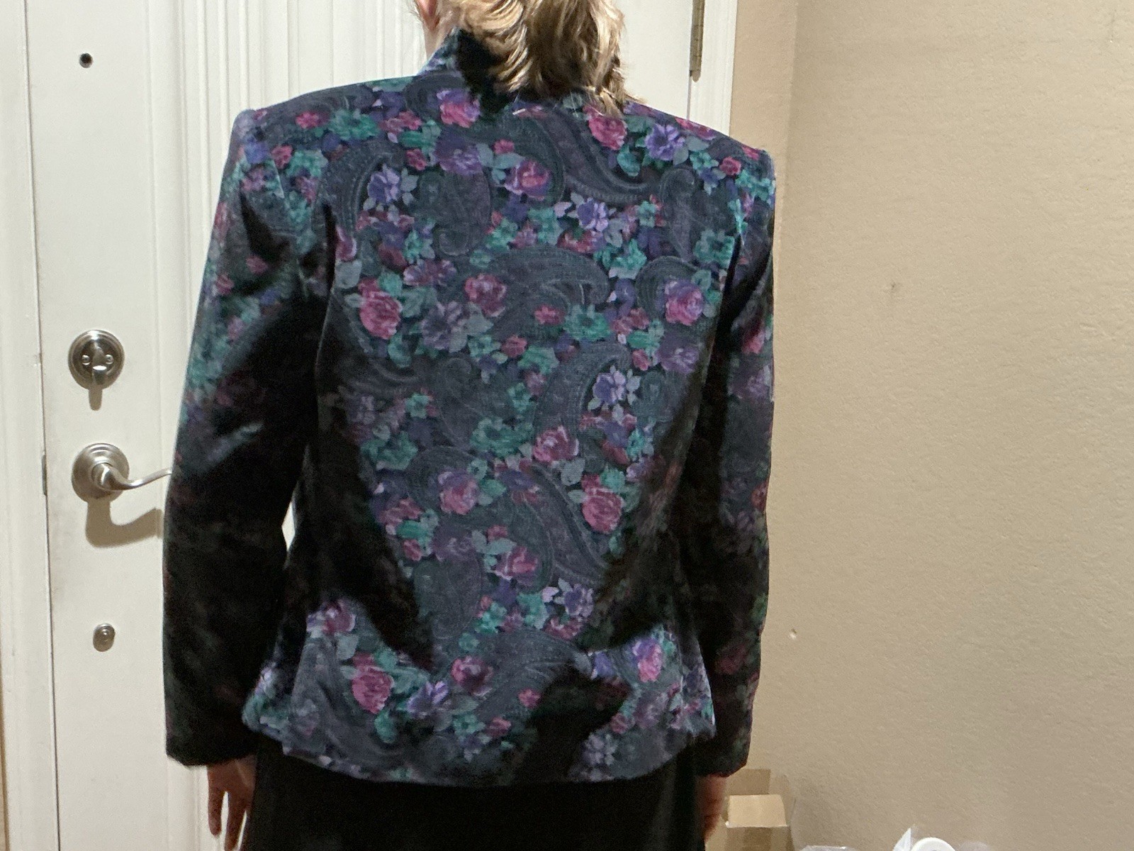 Vintage Lombardi Inc Floral Velvet Blazer Womens 10 USA Made Paisley Jacket