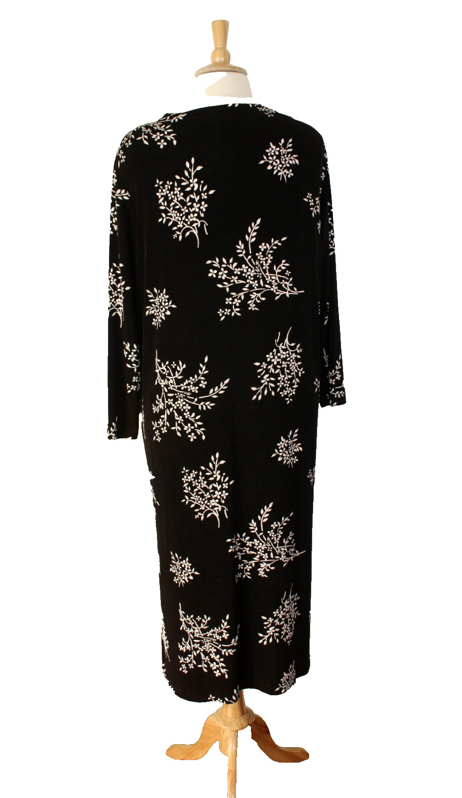VTG RONNI NICOLE II Casual Shirt Dress LS Black White Floral ~ Plus 24W #09
