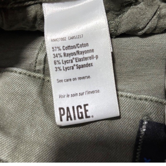 PAIGE Brooklyn High Rise Wide Leg Pants Front Seam Vintage Ivy Green| Size 28
